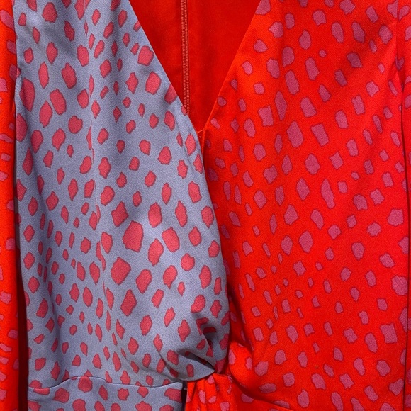 Adelyn Rae Red and Purple Asymmetrical Wrap Dress - Picture 6 of 6